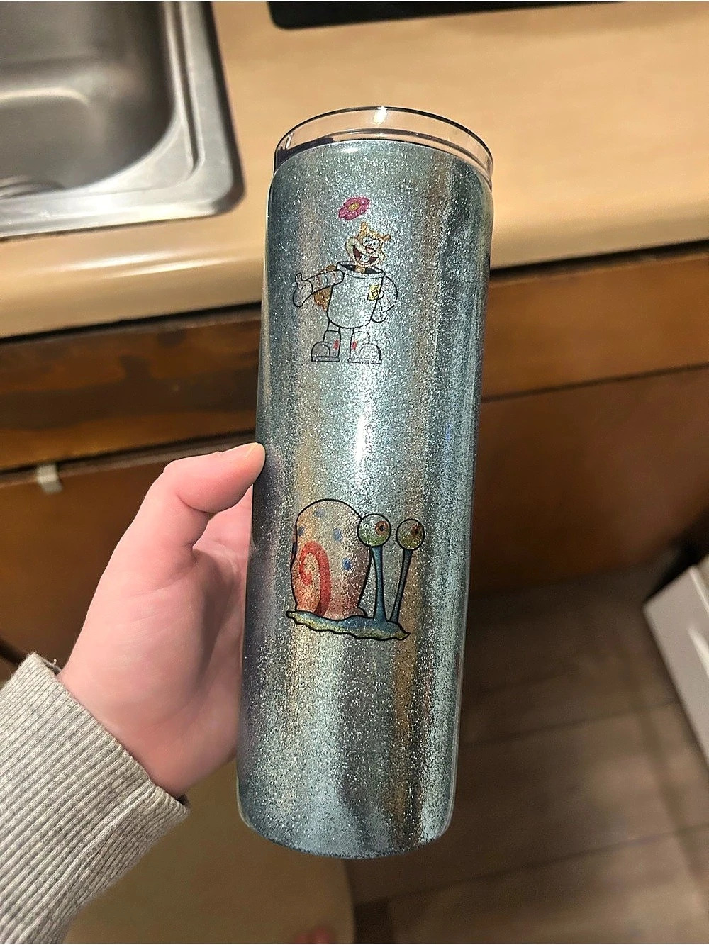 SpongeBob Character Glitter Tumbler in Blue